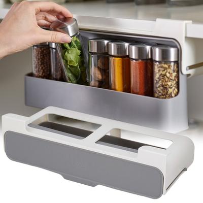 Kitchen Seasoning Bottle Storage Rack Spice Rack Self-adhesive Wall-mounted Under-Shelf Spice Organizer Kitchen Storage Rack