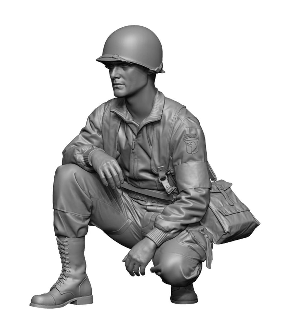 H3 Model 1/24 WWII U.S. Airborne Division Medic 3D Printer Kit HS24105 (Person)