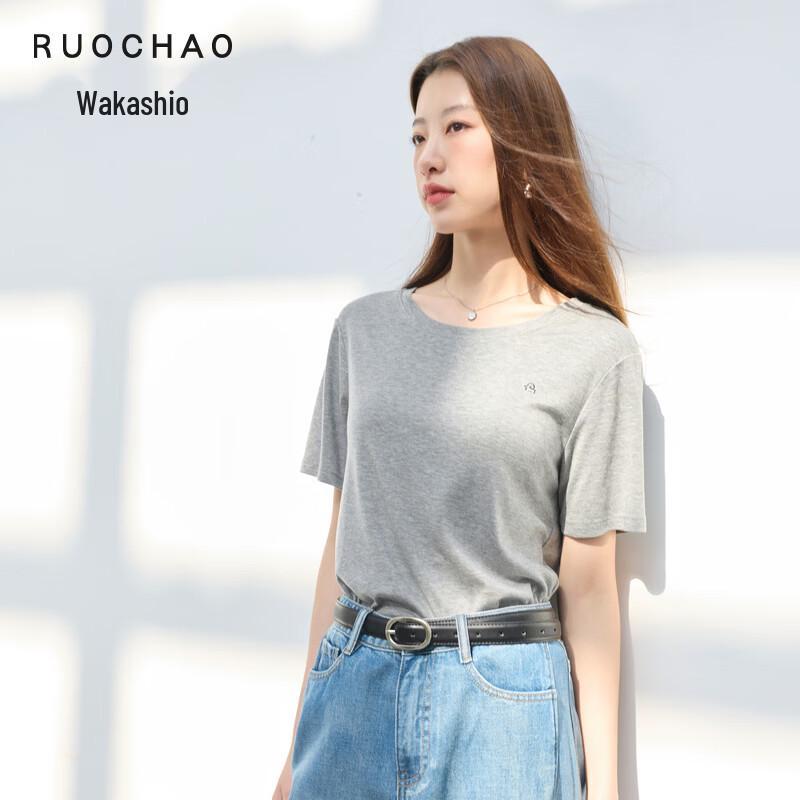 SANCIA Plus Size Tencel Wool Blend Round Neck Short Sleeve T-Shirt 2XL