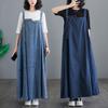 Denim Suspender Skirt For Women With High Waist And Flared Design For Spring Casual Wear