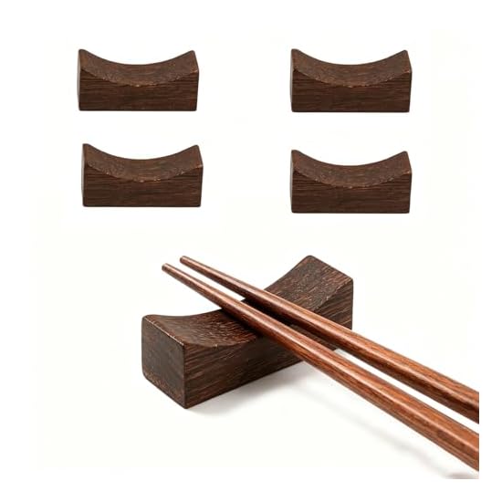 Wooden Chopstick Rest Set of 10, Natural Wood Japanese-Style Chopstick Pillow/Holder, Spoon Rest, Fo