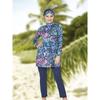 2-piece Muslim Women's Modest Tropical Rainforest Print Seaside Swimwear Full Coverage Swimsuit Set Beachwear Burkini Swimsuit Set (Without