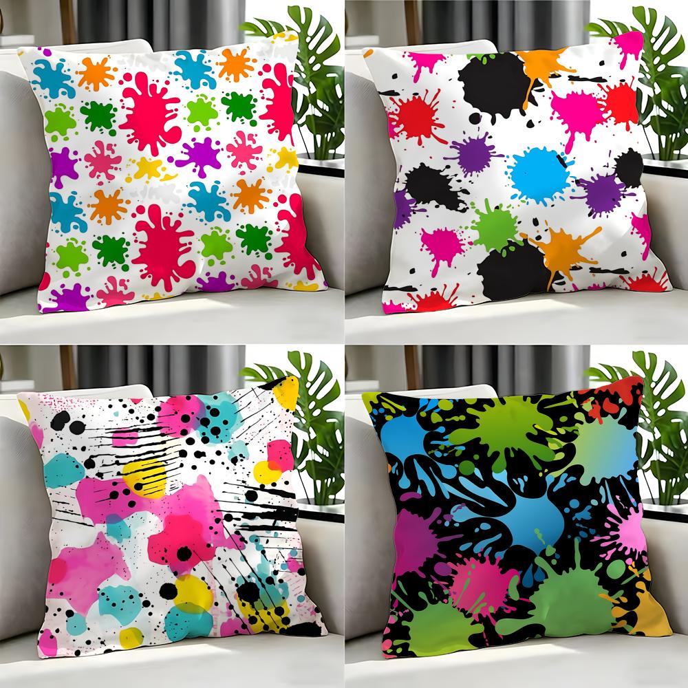 CColor Splash Graffiti Allover Print Cushion Cover Cushion Cover Set Pcs x x x Pillowcase Decorative Sofa HomeDecor