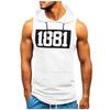 Männer Fitness Muscle Print Ärmellose Kapuzen Bodybuilding Tasche Eng trocknende Tops