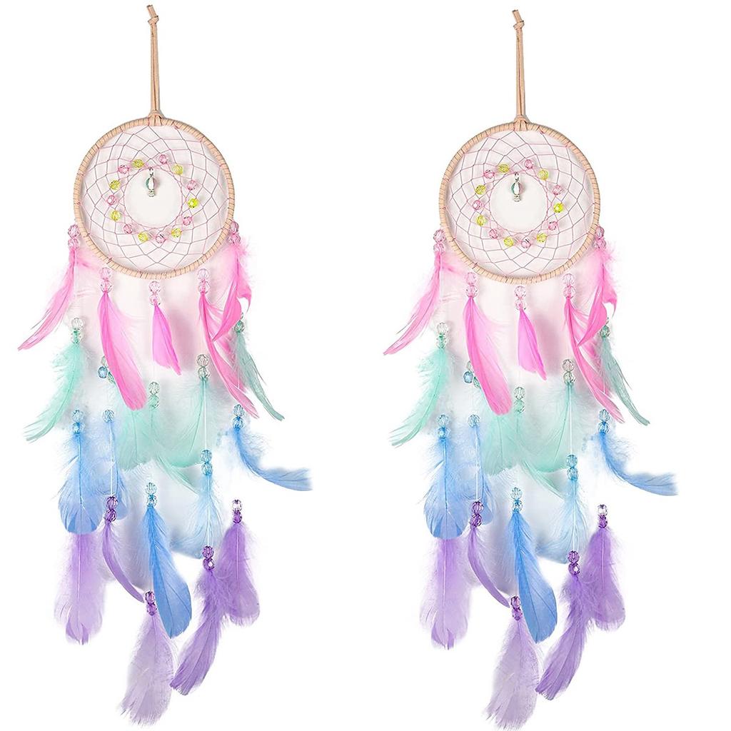Colorful Dream Catchers Handmade Wall Hanging Decoration for Girl Bedroom Window Bedside Ornaments Make Wish Blessing Birth Gift