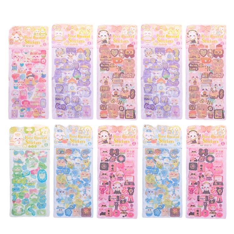 

10PCS Multifunctional Plastic Sticker Colorful Crafting Supplies Handbook Sticker Suitable for Notebook and Accessories 1