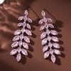 2PC Women's Fashion Leaf Water Drop Design Earrings and Zircon Accessories, Casual Simple and Elegant Ear Accessories