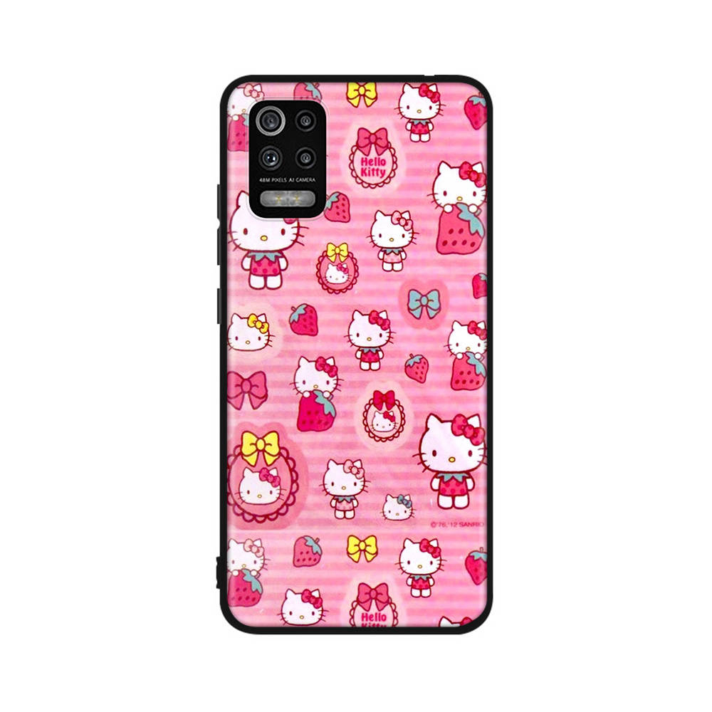 KT67 Hello Kitty Cartoon Case for iPhone 16 15 Plus 14 13 12 11 Pro 8 7 6S 6 SE 5S X XR XS Max Realme C30 C33 C31 9I Huawei P30 Black Sofe Cover