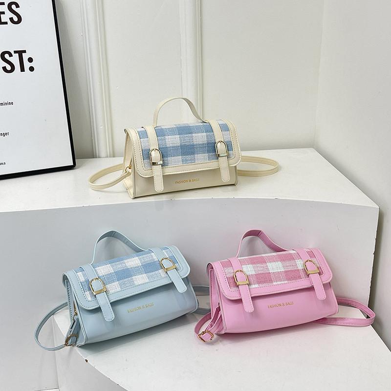Stylish Urban Chic Plaid Handbag For Women 2024 Trendy Color Block Shoulder Bag
