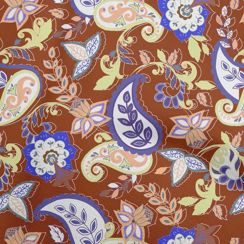 oneOone Cotton Flex Bluish Violet Fabric Asian Paisley Floral Quilting Supplies Print Sewing Fabric By The Yard 40 Inch