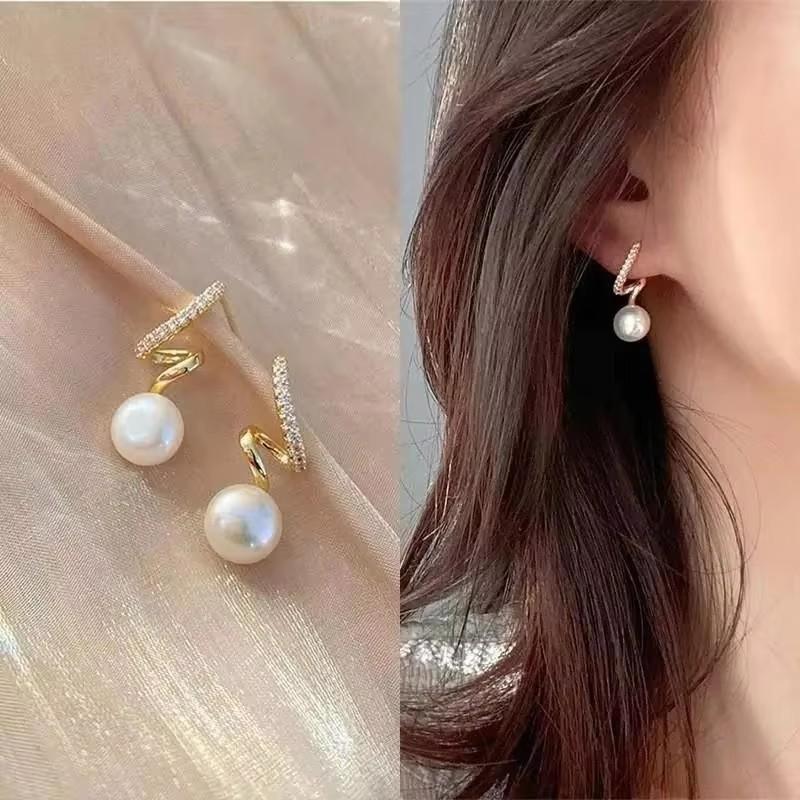 925 Silver Needle Korean Fashion Zircon Geometric Earrings For Women Jewelry Trending Luxury Crystal Cross Stud Earrings