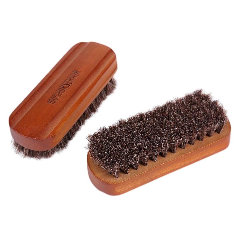 1Pc Horsehair Wooden Brush Shoe Polishing Brush Polishing Buffing Brush Seat Handle Dashboard Roof Cleaning Brush