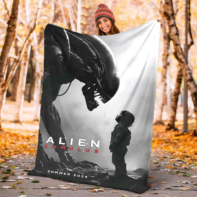 Alien Flannel Blanket Soft Warm All-Season Throw, Design for Camping, Car Travel, Hiking Sofa, Bed, Office Perfect Gift for Parties