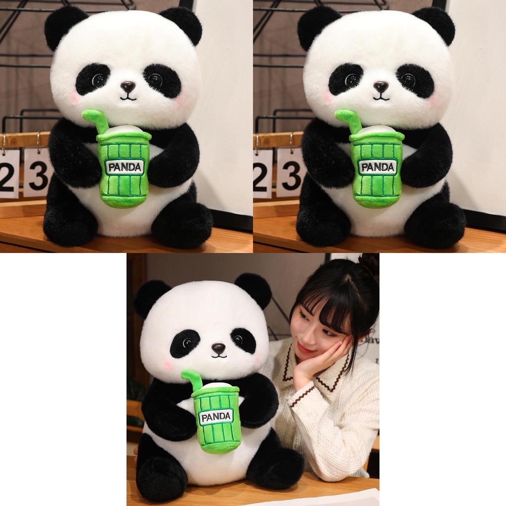 Adorable Plush Panda Toy Soft Pp Cotton Milk Tea Cup Panda Doll Gift For Kids
