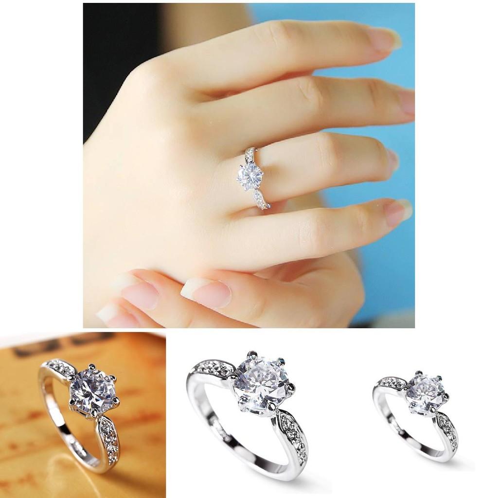 Elegant Womens Geometric White Copper Ring With Faux Diamond For Weddings And Engagements