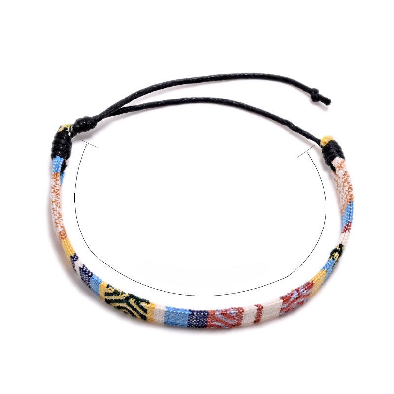 Ethnic Style Multicolor Handwoven Cotton & Linen Bracelet
