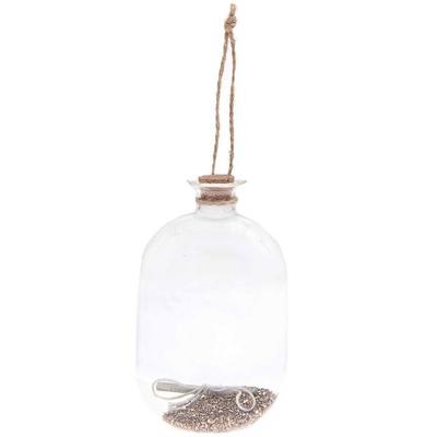 Hanging Glass Bottle with Rose Gold Glitter