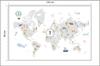 Photomural World Map With Cute Animals In Cartoon Style. Map For Nursery, Kids Room With Nature, Animals, Transports. Skandi Structural Vinyl 135x90