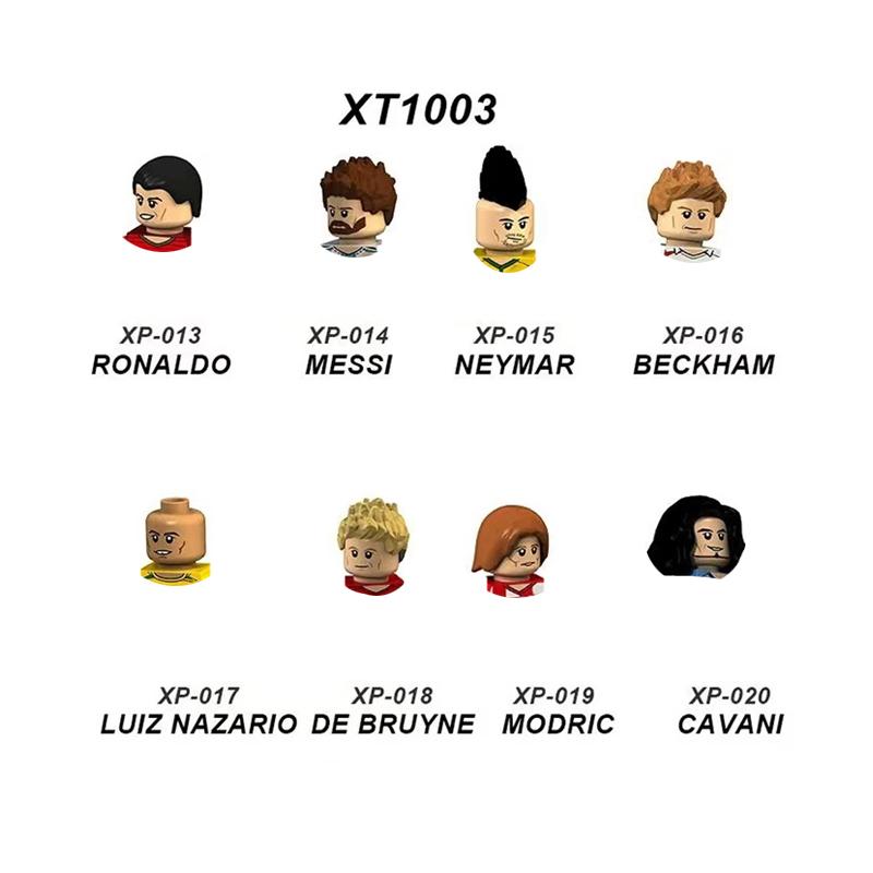 Fußballfeld Bausteine DIY Tischfußballbrett Bausteine Lernspielzeug Geschenk für Kinder Berühmte Fußballstars