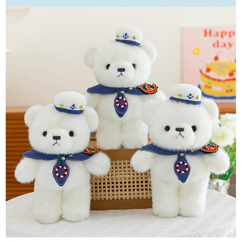 Soft Plush Bear In Navy Uniform Boys Teens Men Birthday Gift Office Decor Collectible Toy
