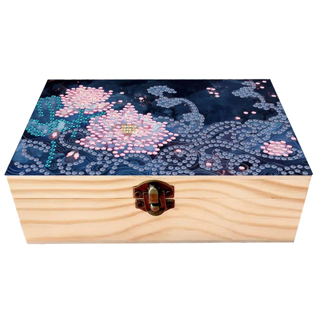 5D DIY Diamond Art Wooden Rhinestones Decorative Storage Box Crystal Storage Case Kit for Home Car Desk Decoration Craft