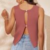 Summer New Women's Fashionable And Versatile Solid Color Camisole Knitted Button Vest