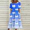 Summer Dress For Women Casual Printed Short-Sleeve Beach Swing Dress