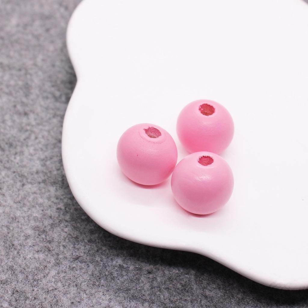 Children's Solid Color 16mm Wooden Beads - Colorful Round Beads for DIY Jewelry