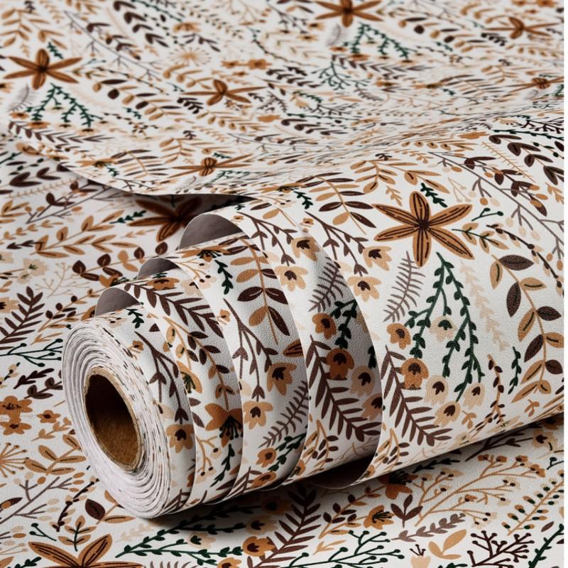

Modern Flower Pattern Self-Adhesive Wall Cover Living Room Background Furniture Sticker Do-It-Yourself Home Ornament Wallpaper Mural Film 60x100cm