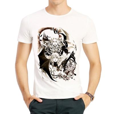 Castlevania T-shirt Fashion Ανδρικό λευκό χρώμα Κοντό μανίκι παιχνίδι Castlevania T-shirt Top Tshirt