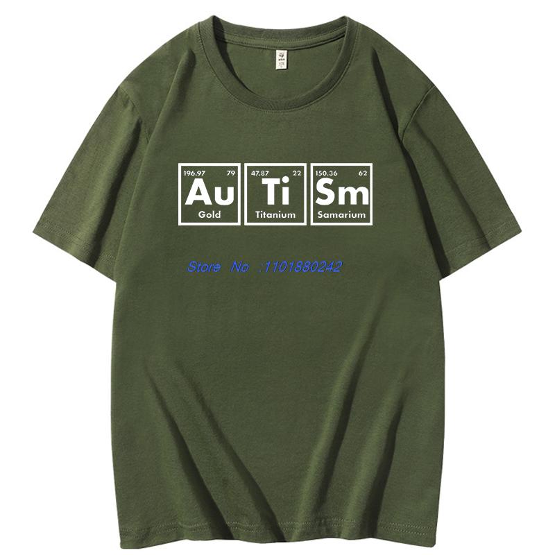 Autism Periodic Table Elements Graphic T Shirts Unisex Summer Short Sleeve T Shirt Fashion Cotton New Shirts And Tshirts