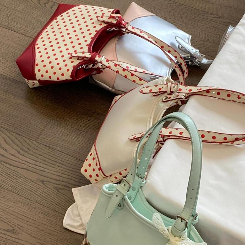 Versatile Leather Contrast Color Shoulder Bags Women Leisure Large Capacity Female Handbags Commuter Point Printed Underarm Bags
