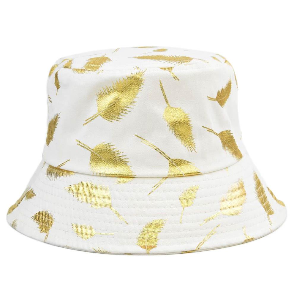Trendy Gold Foil Fisherman Hat Korean Style Wide Brim Bucket Hat Sun Protection