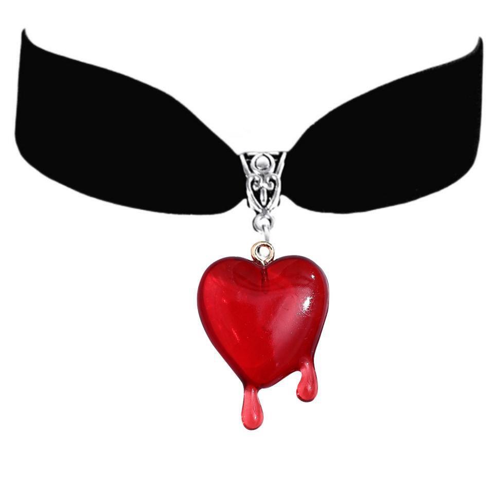 Gothic Heart Drop Necklace With Moon Pendant For Fashion Women And Men
