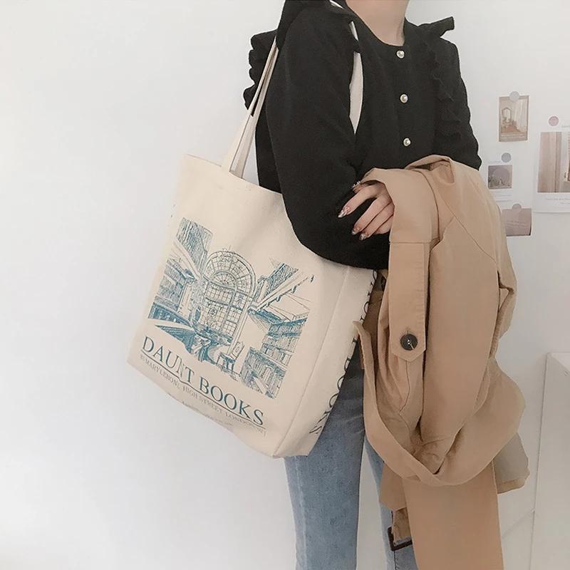 Lona Feminina Bolsa De Ombro Londres Daunt Livros Diário Sacos De Compras Estudantes Saco De Livro Algodão Pano Bolsas Grande To