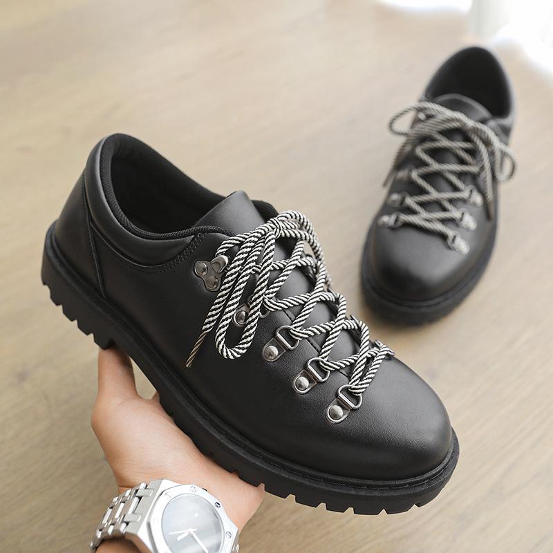 

British Style Low Top Casual Suede Shoes for Men Fashion Versatile Comfortable Non Slip Lace Up Chunky Single Shoes 2026 39 чорний