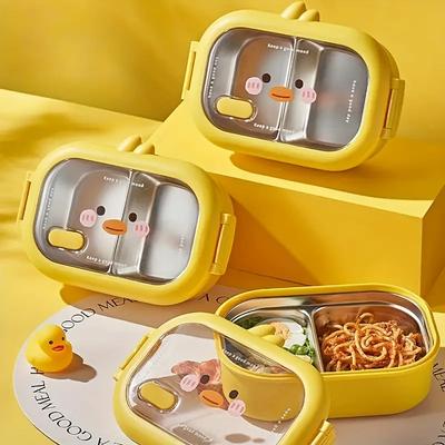 Mała Żółta Kaczuszka Stal Nierdzewna Izolowany Lunchbox Studencki Przenośny Lunchbox Przenośny Lunchbox z Komorą na Zupę Lunchbox