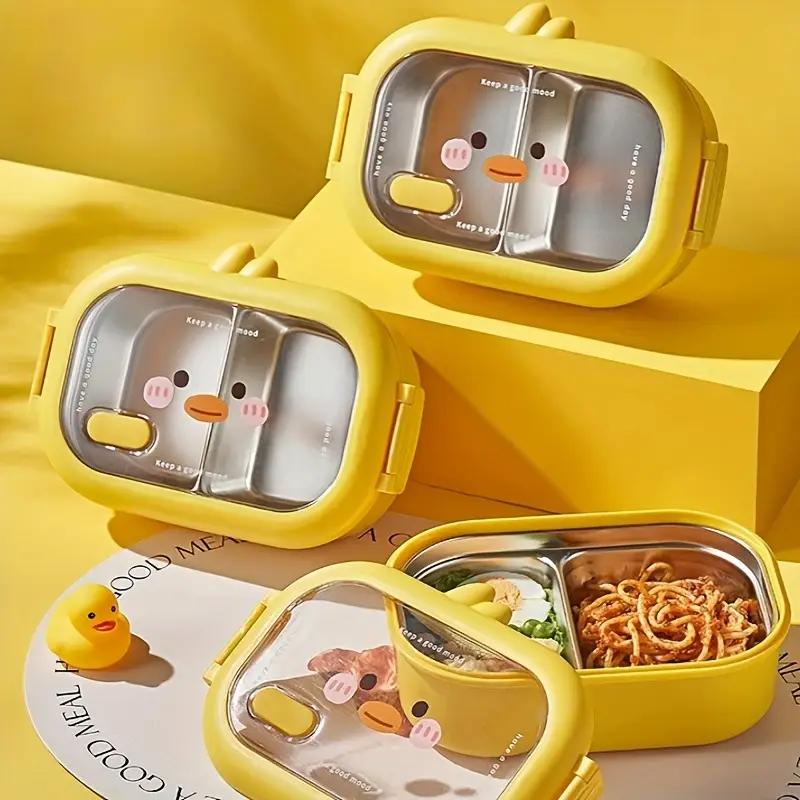 Cutie de prânz termoizolată din oțel inoxidabil Rață Galbenă Mică Cutie de prânz portabilă pentru studenți Cutie de prânz portabilă cu compartiment pentru bol de supă Cutie de prânz
