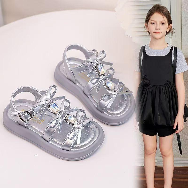 Girls princess shoes little girls sandals summer new school shoes rhinestone little girl roman shoes soft-soled baby shoes