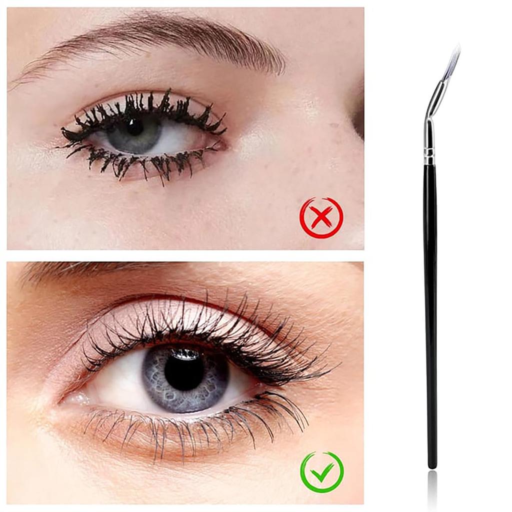 Faltbarer, abgewinkelter Wimpernpinsel mit Wellenschliff, Mascara-Fächerpinsel, Augenbrauenpinsel, Wimpernkamm, Make-up-Tool mit weichen Borsten