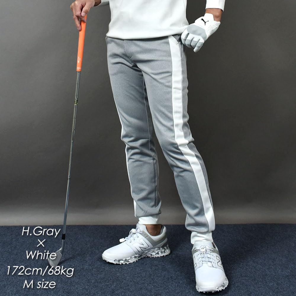 COMON GOLF Golf Pants for Golf Large Jogger Heather Gray X White Men, Wear, Pants, Trousers, Stretch, Size, Pants, Ponte, Spring/Autumn,