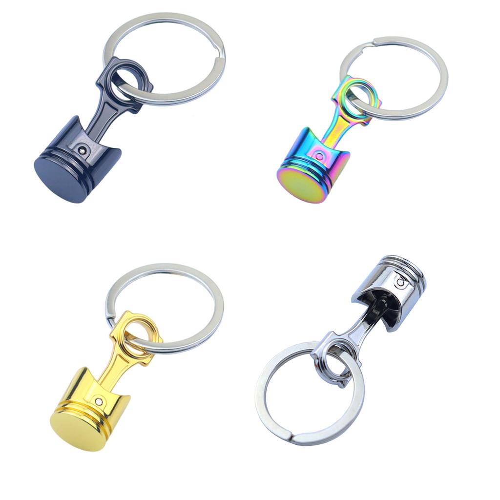 6Pcs/set Heavy Duty Alloy Car Engine Piston Keychain for Automotive Enthusiasts Mechanical Design Keyring Gift