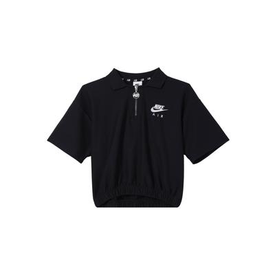 Waist-Cinched Cropped Polo Shirt Women Tops Black DM6465-010