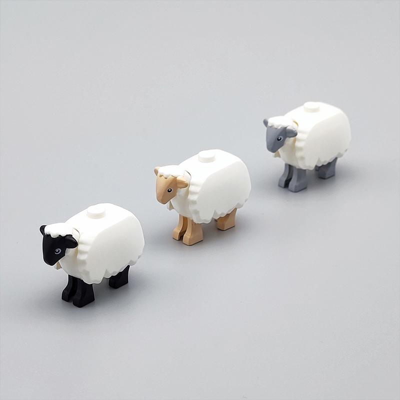 3PCS Animal Building Block Sheep DIY Assembly Small Particle Accessories Compatible with Major Brands