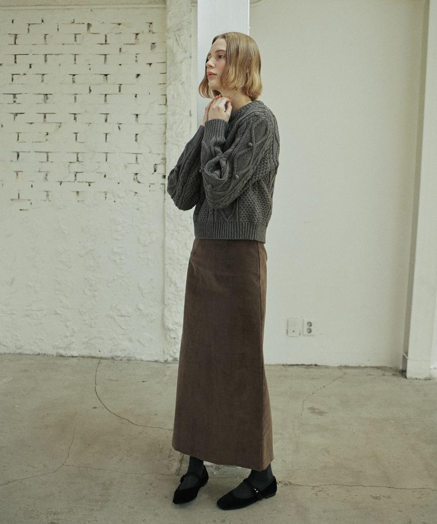 Yeoppe Corduroy Line Skirt_Brown