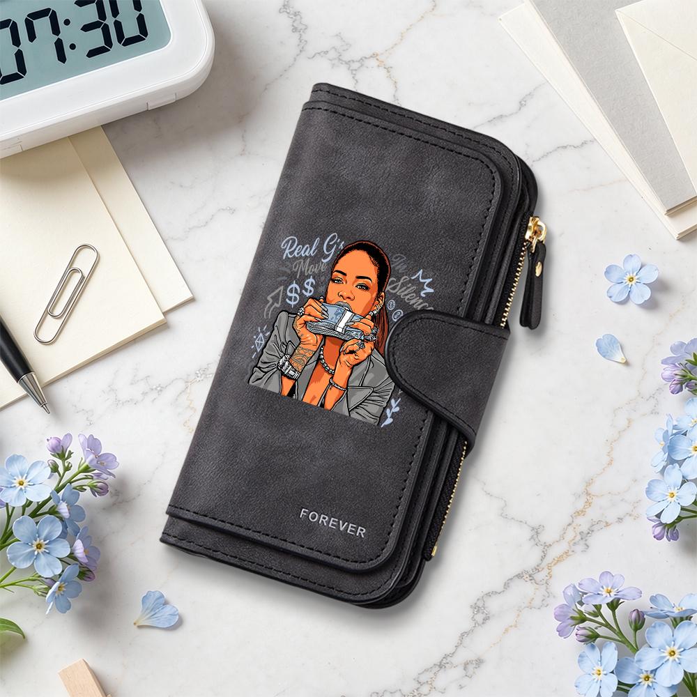 Fashion Cool Lady Printed Long Wallet Portable Card Holder Casual Purse