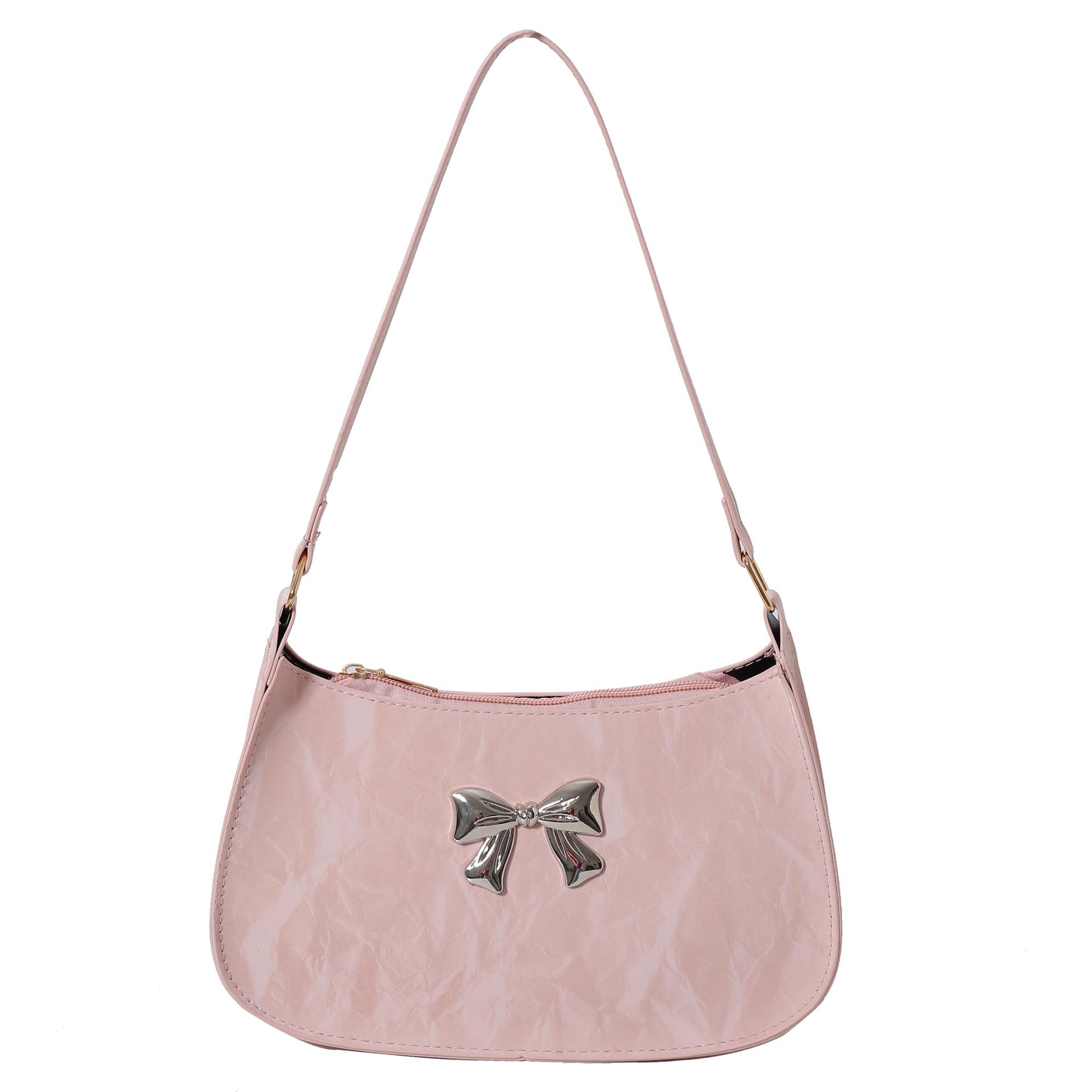 

Underarm bag women s 2025 new high-end texture foreign shoulder bag popular fashion bow commuter messenger bag розовый