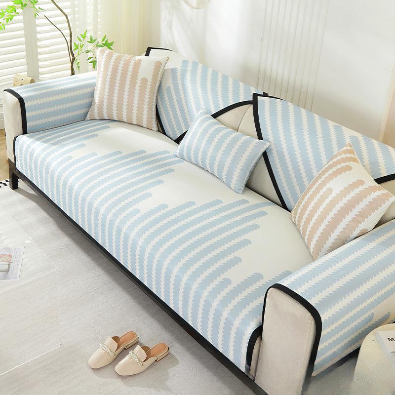 Sofa Kissen Vier Jahreszeiten Universal Modern Schlicht Eis Seide Sommer Sofa Überwurf Rutschfestes Kissen Rückenlehne Handtuch