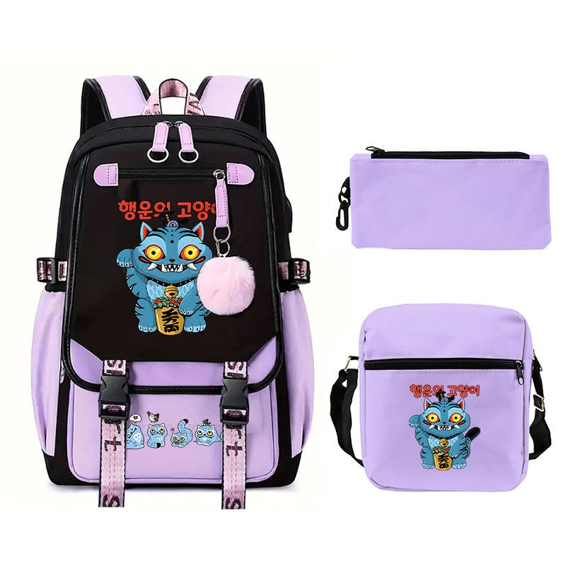 Animation Cartoon Peripheral Printing Children'S Backpack Campus Large Capacity Primary And Secondary School Students Schoolbag Three-Piece Set