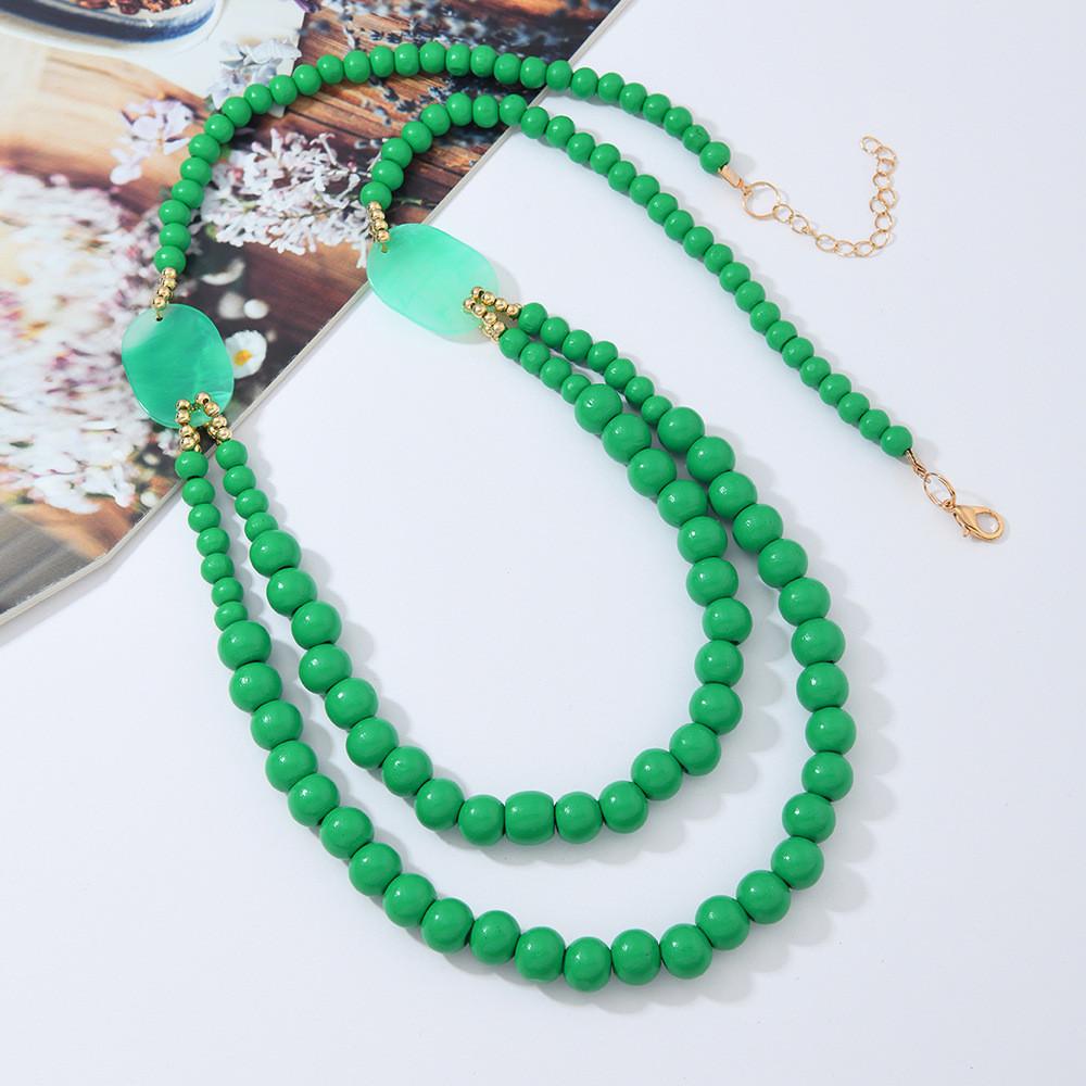Bohemian Wooden Bead Shell Necklace With Handcrafted Chain For Summer Travel Accessories Women